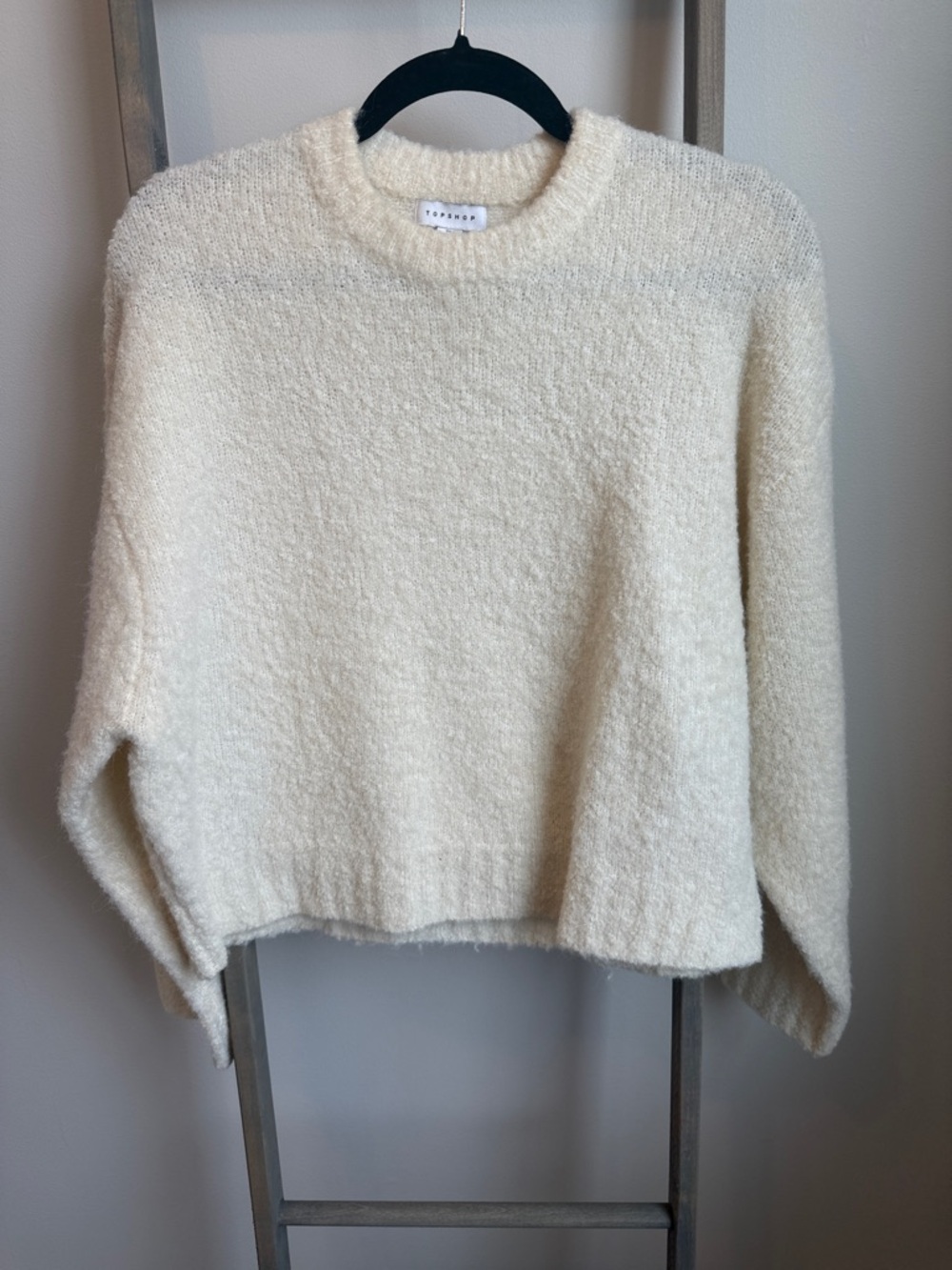 Topshop Cream Bouclé Crewneck Sweater